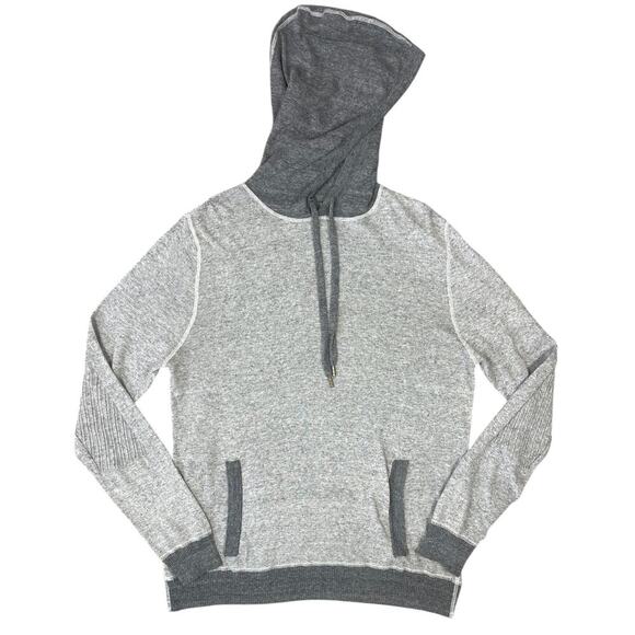 Billy Reid Contrast Stitch Sweater Hoodie Pullover Shirt Grey Large Linen Blend - Picture 8 of 16